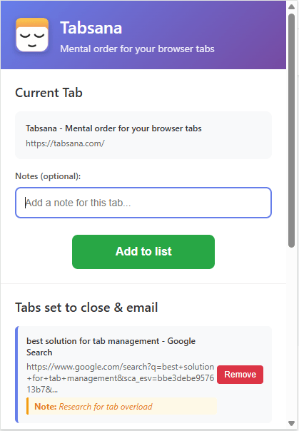 Tabsana Plugin Interface
